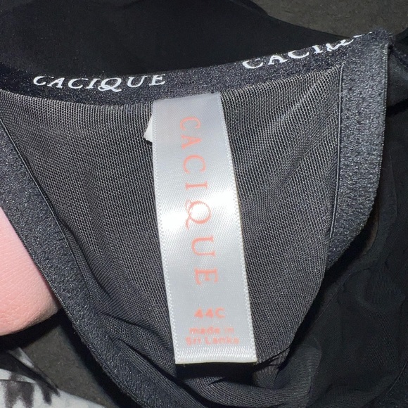 Cacique Front-Close Cotton Boost Plunge Black Bra Size 44C - Picture 8 of 8